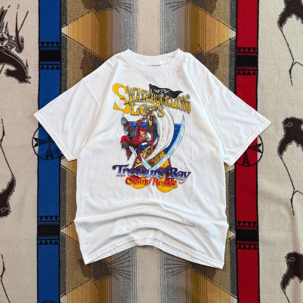 Vintage Tultex Swashbuckling Slots Treasure Bay Casino Resort T-Shirt Mens Large